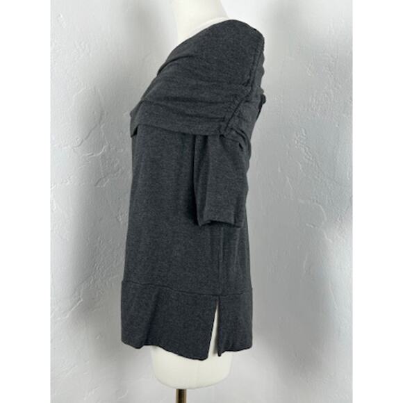 LOU & GREY Off-Shoulder Ruched Knit-Jersey Top Tunic-slit Hem (Women: Large) - Picture 6 of 11